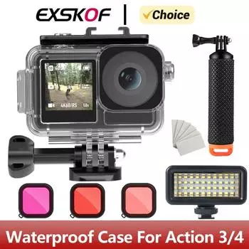 Водонепроницаемый чехол для DJI Osmo Action 4, 40-метровый подводный бокс для погружения на глубину для DJI Osmo Action 4, 3 аксессуара для экшн-камеры