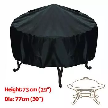 Водонепроницаемый чехол для костра на патио, круглый пылезащитный чехол для гриля и барбекю на открытом воздухе чёрный