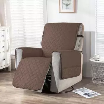 Водонепроницаемый чехол для кресла с нескользящей гранулированной боковой панелью с несколькими карманами, пылезащитный мягкий тканевый чехол для дивана-реклайнера S светло-серый