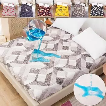 Водонепроницаемый чехол для матраса с принтом Простыня с защитой от клещей Водонепроницаемая кровать Защитный чехол для матраса Нескользящее постельное белье Постельное белье без наволочек 80x200x30cm Only Sheet