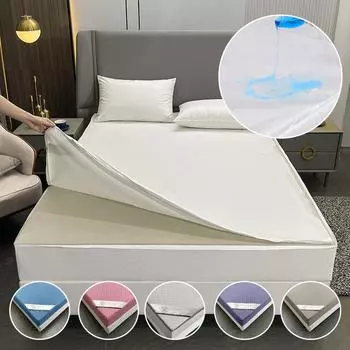 Водонепроницаемый чехол для матраса с застежкой-молнией, 6-сторонний, все включено, простыня на резинке, пыленепроницаемое покрывало для двуспальной кровати размера Queen King Protector 2xPillowcase 48X74cm белый