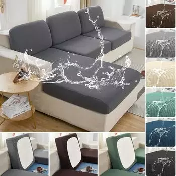 Водонепроницаемый чехол для подушки на сиденье дивана, эластичный жаккардовый плед, Нескользящий угловой чехол для дивана, защита для мебели для домашних животных, для гостиной Normal Size (S)-1pc зелёный