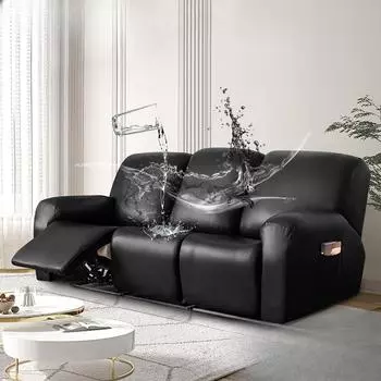 Водонепроницаемый чехол для подушки на сиденье дивана из искусственной кожи, защита для мебели для домашних животных, съемный моющийся чехол Single Seat чёрный