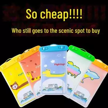 Водонепроницаемый чехол для телефона с мультяшным рисунком и застежкой-липучкой для сенсорного экрана для использования на открытом воздухе Random pattern