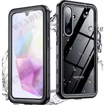 Водонепроницаемый чехол IP68 для Samsung S24 S23 S22 Ultra S24 FE A35 A55 A15 A25 5G металлический алюминиевый чехол для плавания телефона роскошный чехол Samsung S24 Ultra чёрный