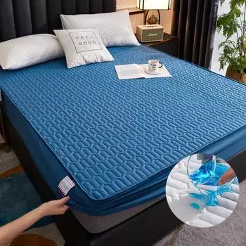 Водонепроницаемый чехол на кровать, однотонный, утолщенный чехол для ночного недержания мочи, чехол для матраса Simmons, пылезащитный чехол, нескользящий 90*200cm синий