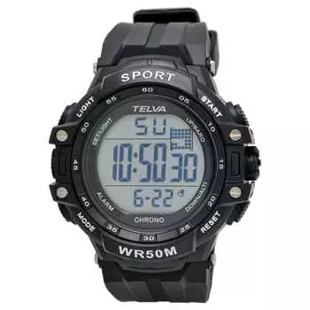 Водонепроницаемый цифровой мужской секундомер Klefa с уретановым ремешком, черный TE-D281-BK