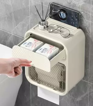 Водонепроницаемый держатель для туалетной бумаги с настенным креплением для хранения, держатель для туалетной бумаги, держатель для рулона, клейкая полка для ванной комнаты, настенное крепление