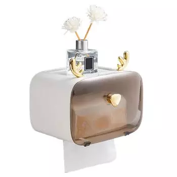 Водонепроницаемый держатель для туалетной бумаги, симпатичный стержень, рога, прозрачное окно, регулируемый, подвесной, настенный белый