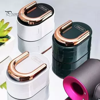 Водонепроницаемый держатель для воздуходувки, пластиковый, без перфорации, мощный, несущий нагрузку, складной держатель для фена для ванной комнаты чёрный