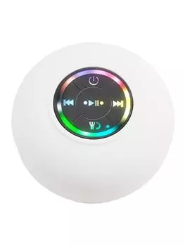 Водонепроницаемый динамик BT IPX4 с цветными мигающими огнями, стабильное соединение белый