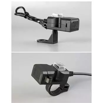 Водонепроницаемый двойной USB 12 В разъем для зарядки на руль мотоцикла с переключателем и креплением
