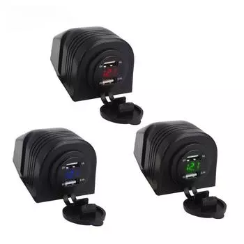 Водонепроницаемый двойной USB 3.1A вольтметр автомобильное зарядное устройство пылезащитное с основанием для палатки для автомобиля грузовик мотоцикл лодка квадроцикл аксессуары красный