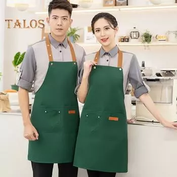 Водонепроницаемый фартук для мужчин и женщин, регулируемая длина, завязывающийся на талии, многокарманный фартук для кухни, гриля, ресторана, бара, кафе, салона красоты, маникюрной студии, униформа зелёный