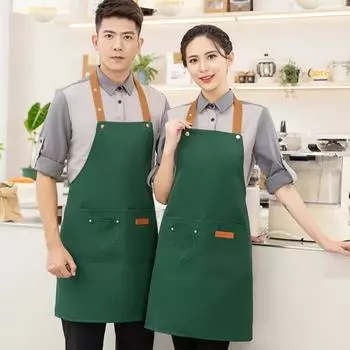 Водонепроницаемый фартук для мужчин и женщин с регулируемой длиной, завязывающийся на талии, многокарманный фартук для кухни, гриля темный кофе