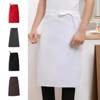 Водонепроницаемый фартук для повара-бистро на талии для мужчин и женщин, полиэстеровый кухонный фартук с карманом для инструментов, устойчивый к масляным пятнам чистящий фартук для домашнего кухонного бара белый