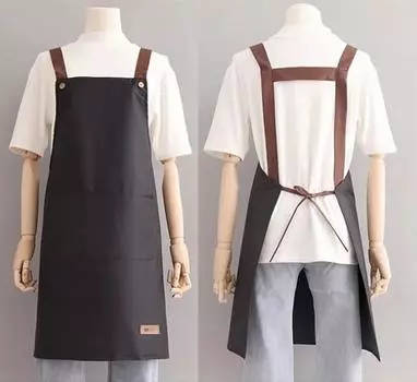 Водонепроницаемый фартук Кофейня Парикмахерская Рабочий нагрудник Кухонные фартуки Фартук для барбекю Маслостойкий фартук чёрный