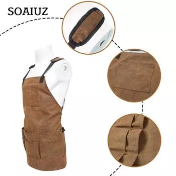 Водонепроницаемый фартук мужской женский джинсовый холщовый фартук с карманами повара для выпечки кухня кулинария барбекю двойной карман фартук простые фартуки официанта One Size коричневый