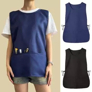 Водонепроницаемый фартук сапожника с 2 глубокими карманами, унисекс, художественный халат для покраски, уборки, прочный кухонный фартук для художников и работы темно-синий