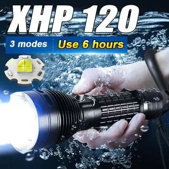 Водонепроницаемый фонарь для дайвинга XHP120 IPX8, профессиональный фонарь для дайвинга, фонарь для дайвинга с магнитным переключателем, подводный фонарь Kit D чёрный