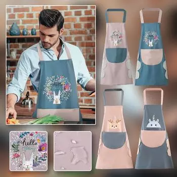 Водонепроницаемый грязевой коралловый бархатный фартук для полотенец венок с кроликом кухонный фартук подвесной фартук на шею A