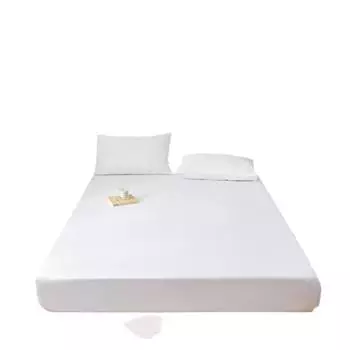 Водонепроницаемый и дышащий комплект простыней на резинке из необработанного хлопка - Односпальный, Гипоаллергенный, Однотонный, Непромокаемый, Полностью облегающий защитный чехол 90x200 cm