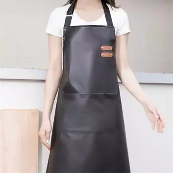 Водонепроницаемый и маслостойкий фартук для кухни женский PU мягкая кожа домашний кулинарный без рукавов высокая рабочая одежда для мытья посуды