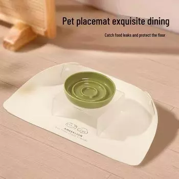 Водонепроницаемый и маслостойкий коврик для миски для домашних животных с защитой от проливания: Нескользящий коврик из искусственной кожи для кошек и собак покинуть белый