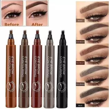 Водонепроницаемый и устойчивый к поту карандаш для бровей с четырьмя наконечниками и длительным эффектом 01#