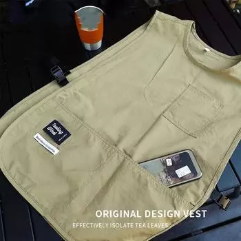 Водонепроницаемый и устойчивый к пятнам фартук из однотонного нейлона в стиле жилета. Фартук с рукавами, который носят повара и официанты. хаки