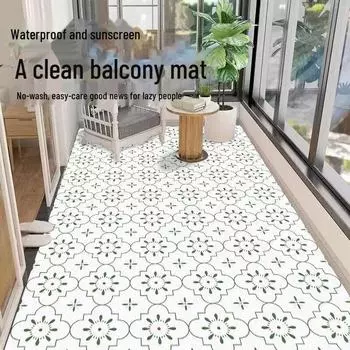 Водонепроницаемый и устойчивый к ультрафиолетовому излучению коврик для балкона, коврик для эркера, полностью закрывающий окно, легко моющийся входной коврик, не требующий стирки коврик из ПВХ. 50x120 cm