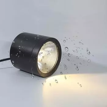 Водонепроницаемый IP65 светодиодный потолочный светильник, монтируемый на поверхность, наружный, для ванной комнаты, 7 Вт, 12 Вт, 18 Вт, туалет, кухня, цилиндрический светильник для точечного освещения 7W&Warm White 3000K чёрный