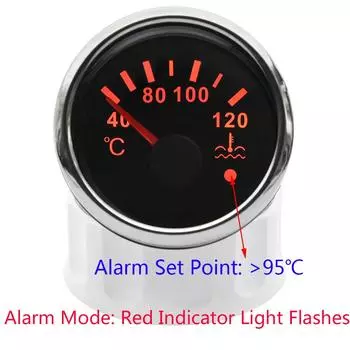 Водонепроницаемый IP67 52 мм датчик температуры воды с сигнализацией 40-120 градусов по Цельсию Красный светодиодный цифровой индикатор температуры воды 0-120 градусов по Цельсию