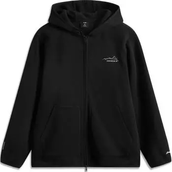 Водонепроницаемый кардиган с капюшоном Li Ning CF, свободная флисовая теплая толстовка с длинными рукавами, унисекс, черная AWDU967-5 XL