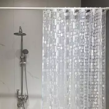 Водонепроницаемый комплект занавесок для душа PEVA с крючками Water Cube Pebble Transparent Bathroom Bath Curtains Liner