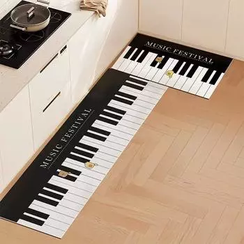 Водонепроницаемый ковер для кухни, ПВХ-кожаный коврик, противоскользящий, маслянистый, длинный коврик для ног, креативный коврик для клавиш пианино, ковры для украшения дома 50x80cm
