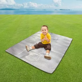 Водонепроницаемый коврик для кемпинга из алюминиевой фольги, двухсторонний переносной коврик для пикника 78x78 дюймов с сумкой для хранения для открытых пляжных парков белый