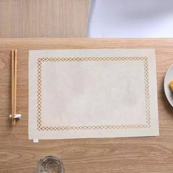 Водонепроницаемый коврик под приборы, геометрический, с выемкой, квадратной формы, утолщенный, термостойкий, нескользящий, для вечеринок, свадеб, банкетов, украшения стола, обеденного кухонного коврика светло-серый