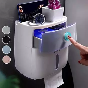 Водонепроницаемый креативный держатель для туалетной бумаги, настенный многофункциональный лоток для туалетной бумаги, двухслойный портативный контейнер для хранения салфеток, аксессуары для ванной комнаты розовый