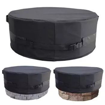 Водонепроницаемый круглый чехол для костра из ткани Оксфорд 600D, устойчивый к ультрафиолетовому излучению, защитный чехол для костра, защищающий от непогоды S чёрный