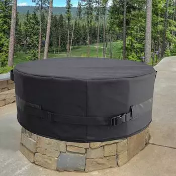 Водонепроницаемый круглый чехол для костра из ткани Оксфорд 600D, устойчивый к ультрафиолетовому излучению, защитный чехол для костра, защищающий от непогоды S чёрный