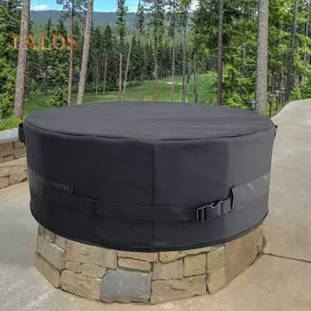 Водонепроницаемый круглый чехол для костра из ткани Оксфорд 600D, устойчивый к ультрафиолетовому излучению, защитный чехол для костра, устойчивый к погодным условиям, с пряжками, ручками и ремнями для наружной установки S чёрный