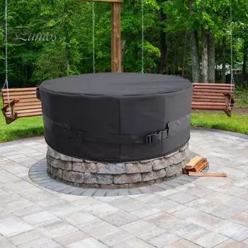 Водонепроницаемый круглый чехол для костра из ткани Оксфорд 600D, устойчивый к ультрафиолетовому излучению, защитный чехол для костра, устойчивый к погодным условиям, с пряжками, ручками и ремнями для наружной установки S чёрный