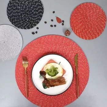 Водонепроницаемый круглый тканый коврик для обеденного стола, кухонное украшение для дома 18 cm серый