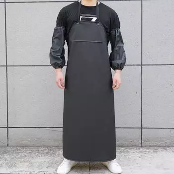 Водонепроницаемый кухонный фартук из ПУ кожи, рабочий фартук, прочный фартук для готовки, шеф-повара, для дома чёрный