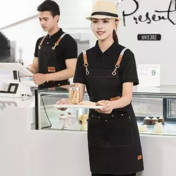 Водонепроницаемый кухонный фартук с карманами для мужчин и женщин, передник для уборки, завязка на талии, рабочая униформа для барбекю, подарок темный кофе
