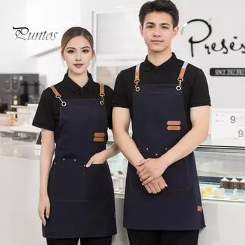 Водонепроницаемый кухонный фартук с карманами для мужчин и женщин, передник для уборки, завязка на талии, рабочая униформа для барбекю, подарок темный кофе