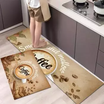 Водонепроницаемый кухонный коврик из ПВХ, кожа, маслостойкий, нескользящий, коврик для ног, кофейный ковер, интересный, креативный, для украшения дома, ковер 50x80cm