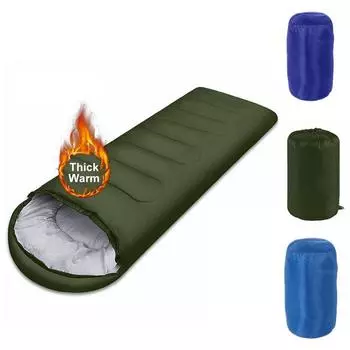 Водонепроницаемый легкий спальный мешок для кемпинга, 4 сезона, теплый, холодный, конверт, спальный мешок для путешествий на открытом воздухе, пешего туризма зелёный