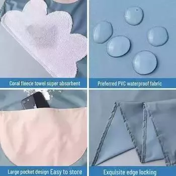 «Водонепроницаемый, маслостойкий кухонный фартук с новогодним драконом и функцией ручной вытирания» Pink Green Dragon [Regular]